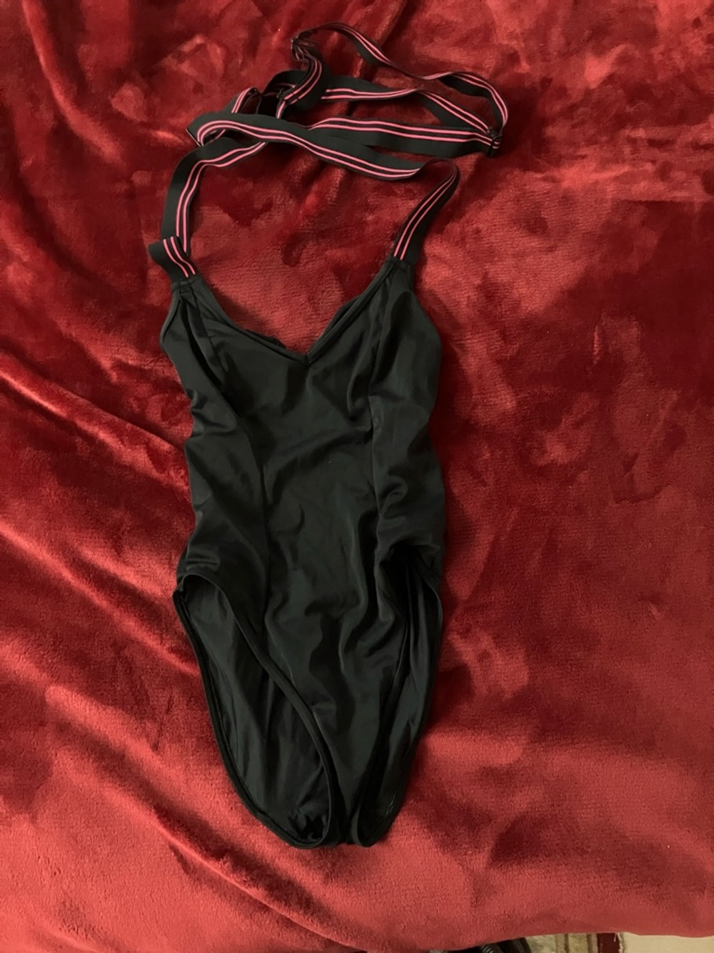 Freya Black One-Piece Swimsuit with Pink-Trim Straps